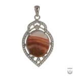 Exceptional Women's Silver Necklace with Red Dendritic Suleimani Agate