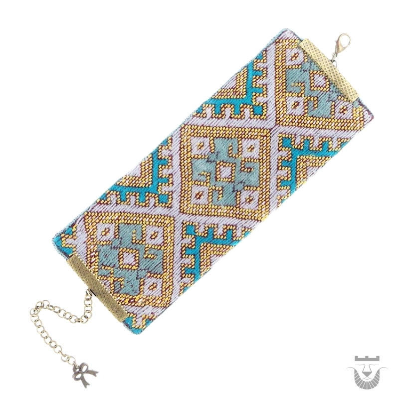 Iranian Bracelet: Baluchi Women's Needlework Orange Blossom Design