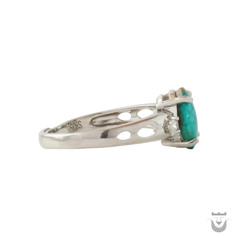 Persian Handmade Ring: Turquoise Silver Asma Design