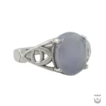 Authentic Silver Women's Persian Ring with Natural Blue Agate