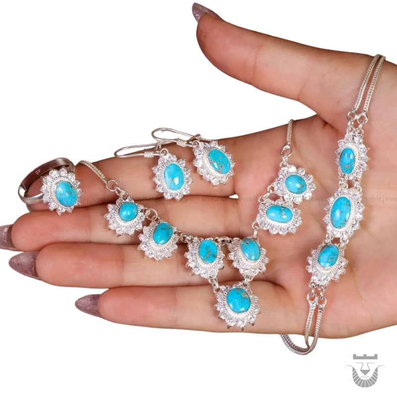 Elegant Persian Turquoise Jewelry Set for Women
