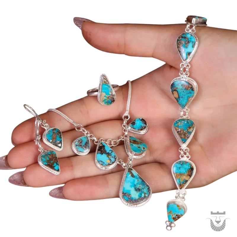 Gorgeous Persian Neyshabur Turquoise Jewelry Set