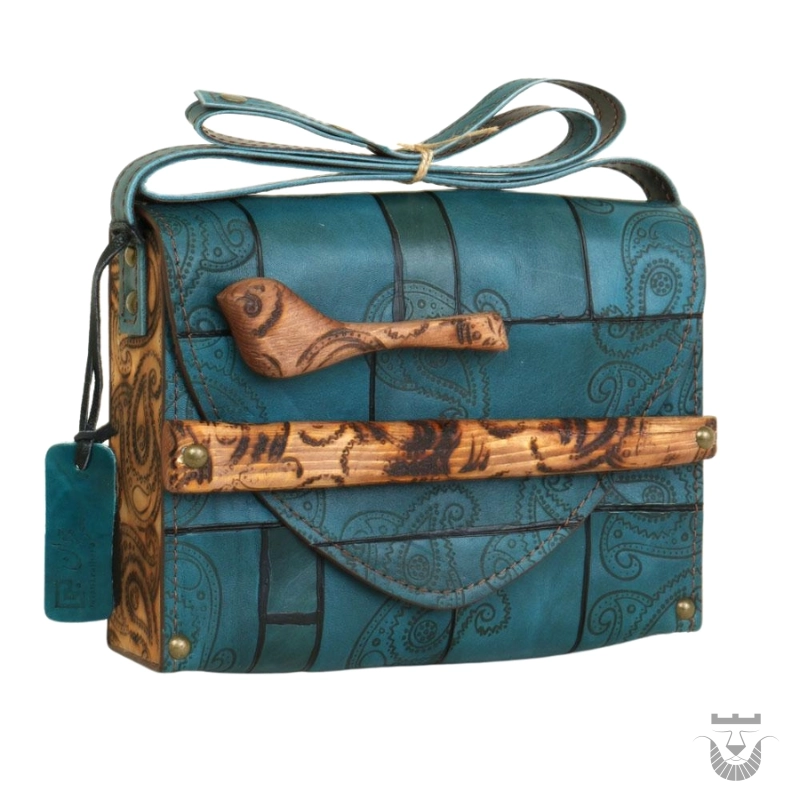Cute Bird Leather and Wood Persian Bag