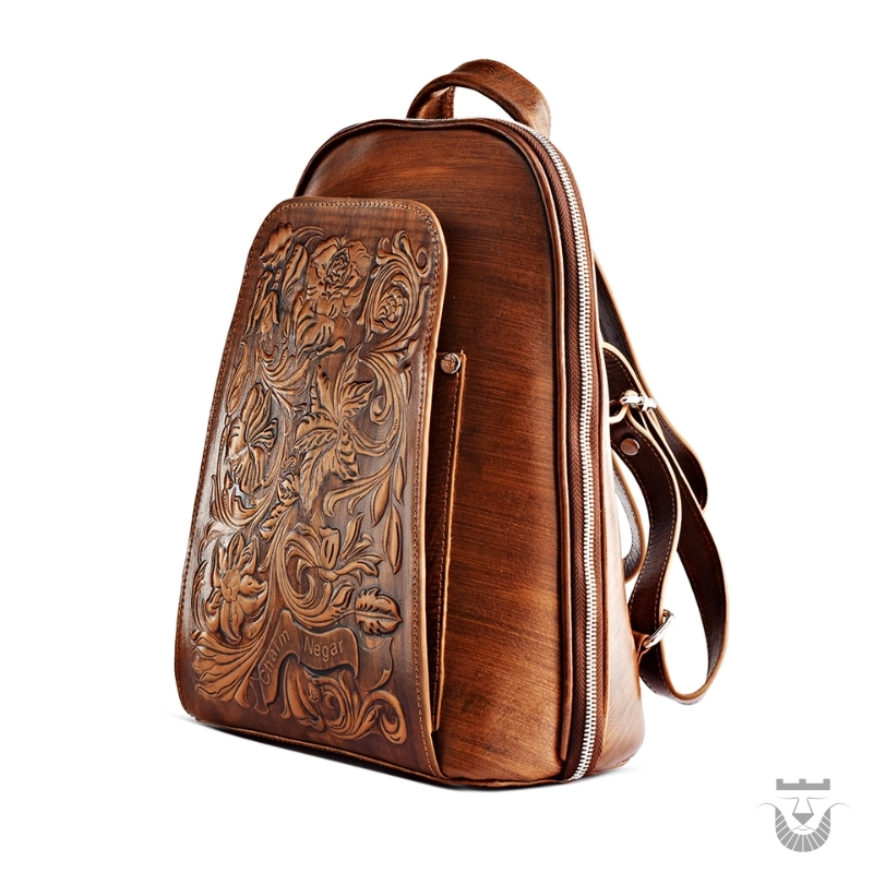 Floral Persian Leather Backpack for Girls