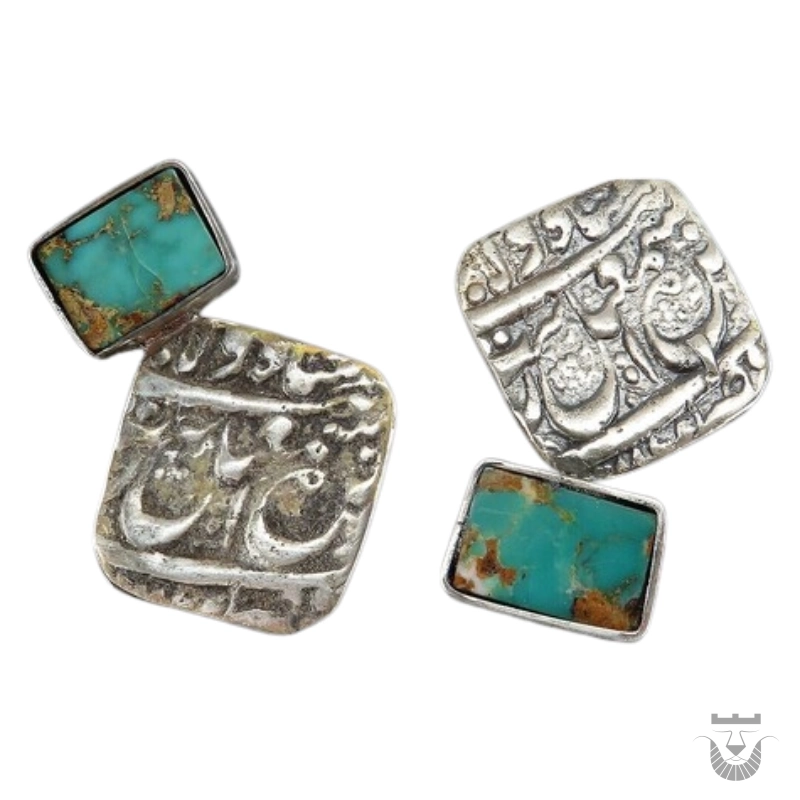 Handmade Persian Earring: Beautiful Traditional Nishaburi Turquoise Silver