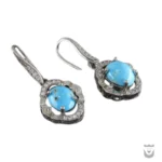 Elegant Nishaburi Turquoise Silver Persian Earrings
