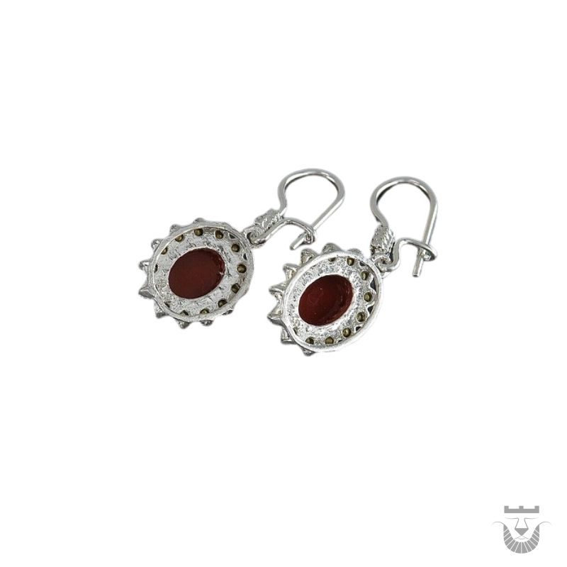 Exquisite Persian Silver Earrings: Nadia Design Agate