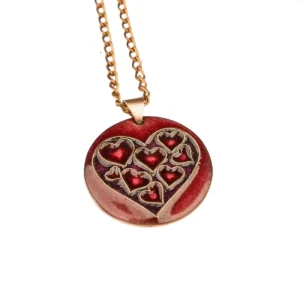Persian Women's Necklace: Copper and Enamel Heart Design
