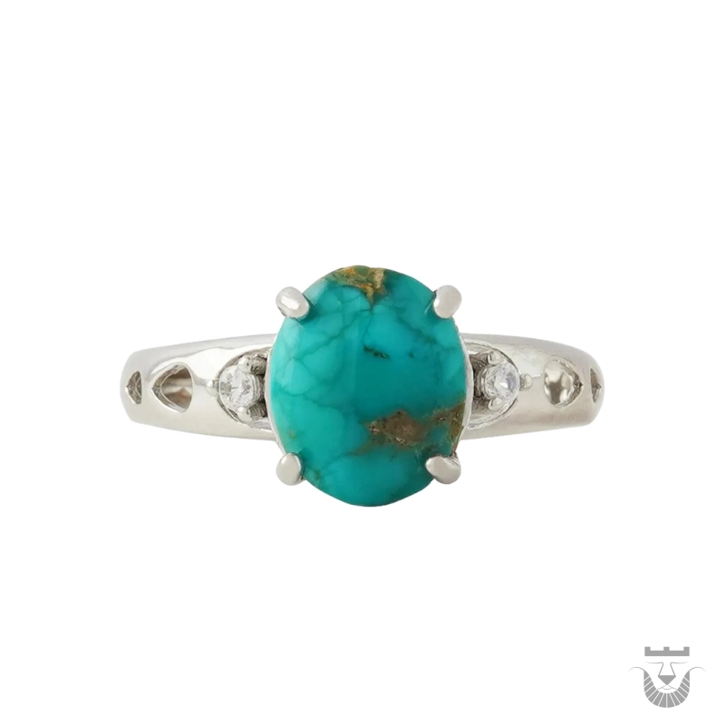 Persian Handmade Ring: Turquoise Silver Asma Design