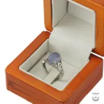 Authentic Silver Women's Persian Ring with Natural Blue Agate