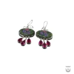 Iranian Handmade Earrings: Silver Jade Painting