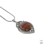 Exceptional Women's Silver Necklace with Red Dendritic Suleimani Agate