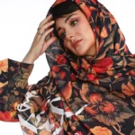 Iranian Scarf: Floral and Calligraphy Design