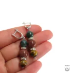 Unique Handmade Silver Persian Earrings with Gemstones
