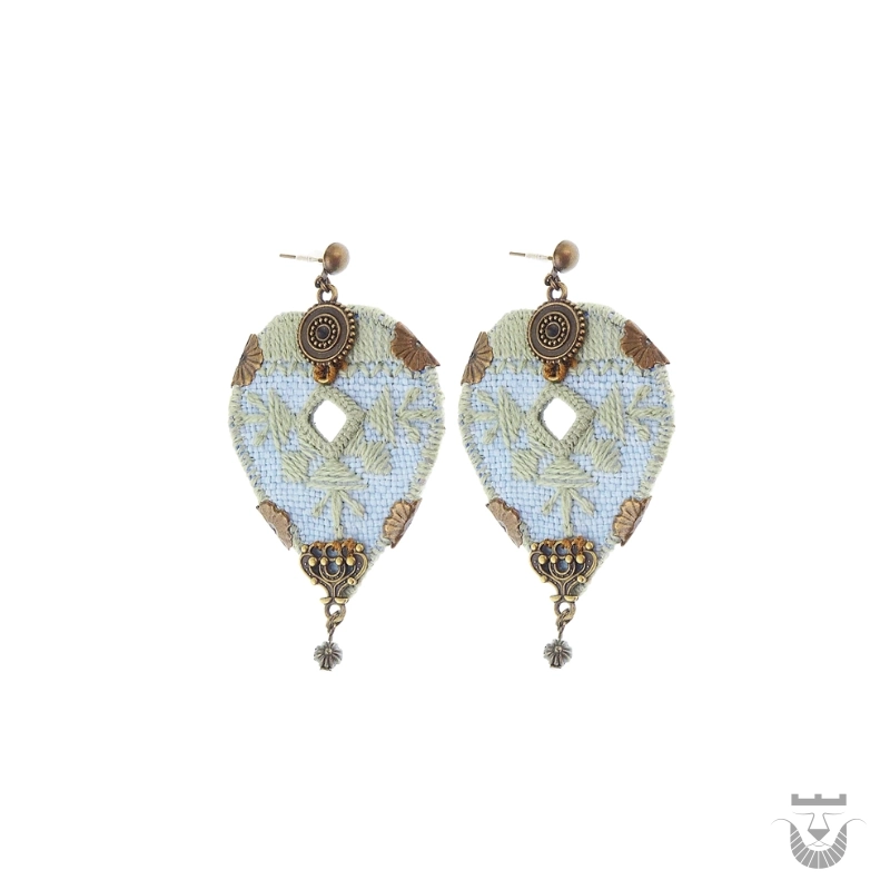 Handcrafted Baloch Leaf Earrings with Intricate Needlework