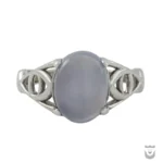 Authentic Silver Women's Persian Ring with Natural Blue Agate
