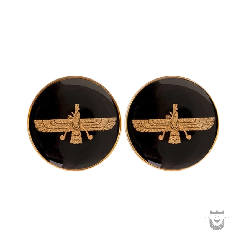 24K Gold Plat Persian Faravahar Cufflink