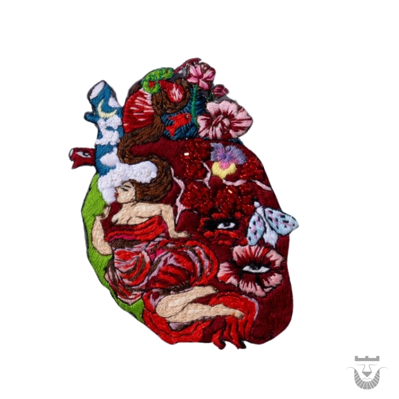 Exquisite Handcrafted Persian Heart-Shaped Brooch