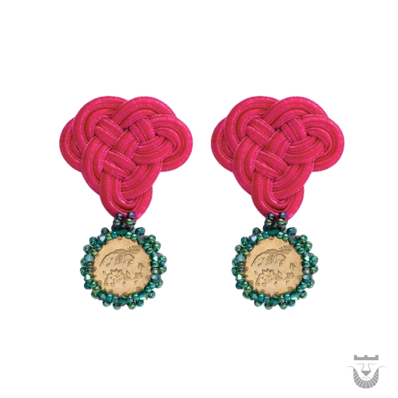 Persian Handmade Earrings: Crimson Cloud-Like Tassel