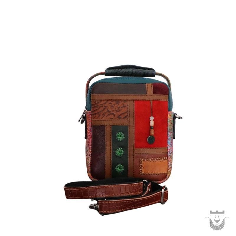 Handmade Leather Persian Patchwork Shoulder Bag