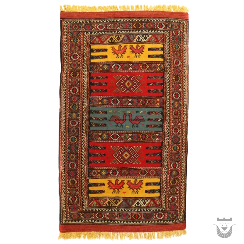 Handwoven Kurdish Kilim Rug from Khorasan