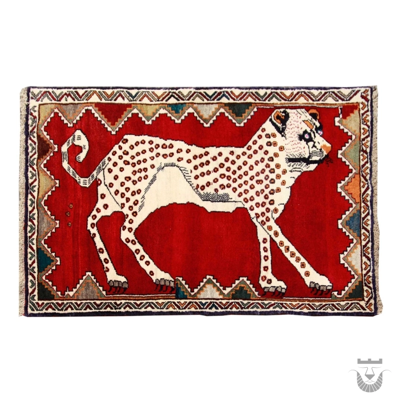 Exquisite Handwoven Shiraz Gabbeh with Lion Design
