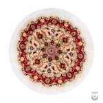 Hand-Knotted Round Silk Persian Carpet from Tabriz
