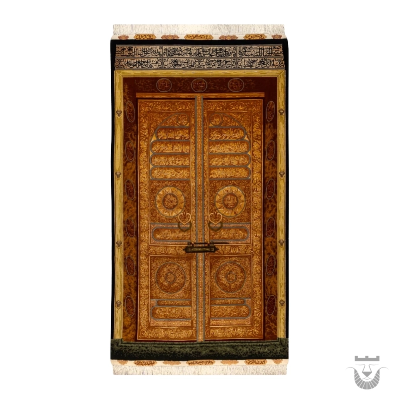 Unique and Luxurious Tabriz Handwoven Carpet with Kaaba Door Design