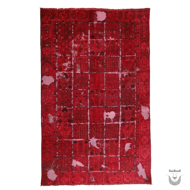 Red Dyed Vintage Handwoven Iranian Carpet