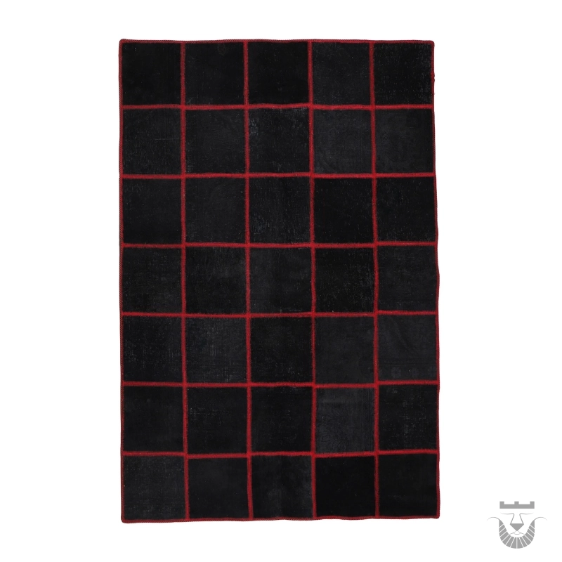 Stunning 40 Piece Black and Red Vintage Persian Carpet