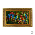 Luxurious Raised Silk Parrot Design Persian Tabriz Tapestry