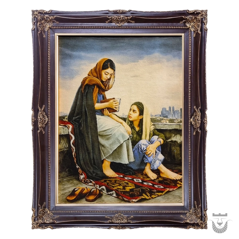Handwoven Silk Warp Tapestry with Fortune Teller Design