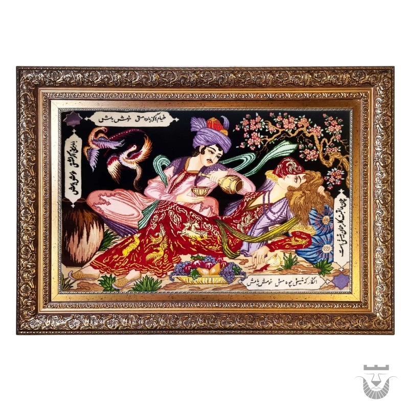 Authentic Tabriz Silk Rug with Layla and Majnun Motif