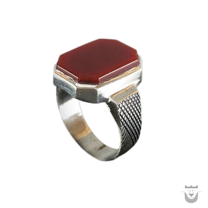 Islamic Ring with Red Agate and Imam Javad Amulet