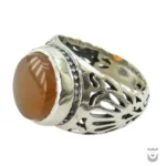 Men's Orange Yemeni Agate Persian Silver Ring