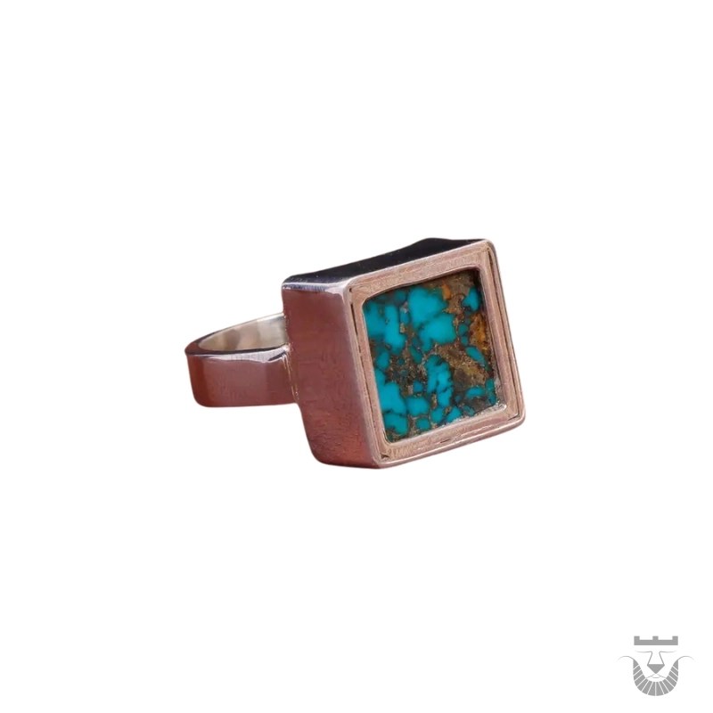 Elegant Persian Turquoise Ring in Sterling Silver