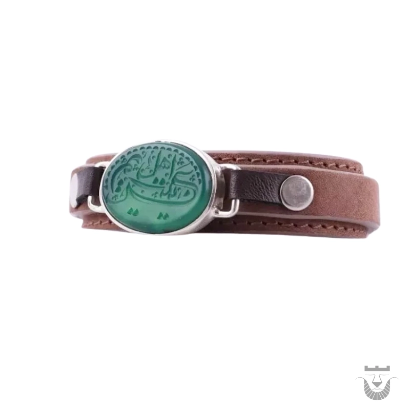 Persian Leather Bracelet with Green Agate