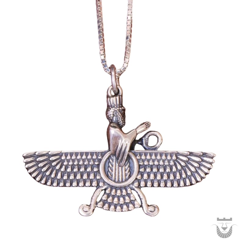 Timeless Persian Silver Faravahar Pendant Necklace