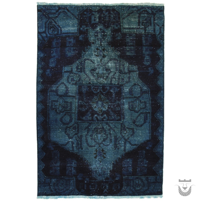 Handwoven Blue Dyed Persian Vintage Carpet