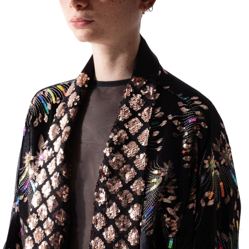 Luxurious Persian Sequin-Embellished Velvet Coat