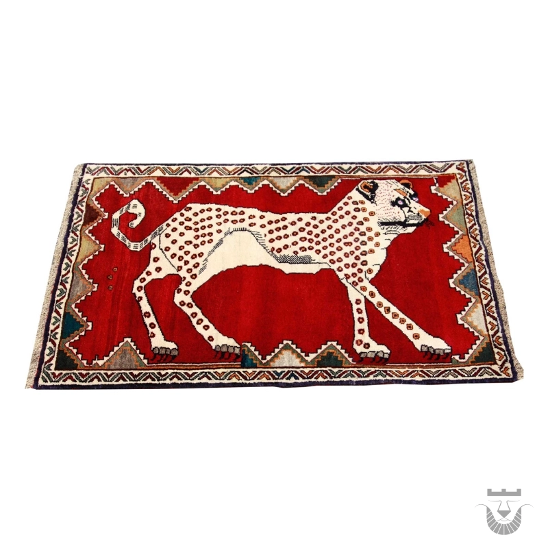 Exquisite Handwoven Shiraz Gabbeh with Lion Design
