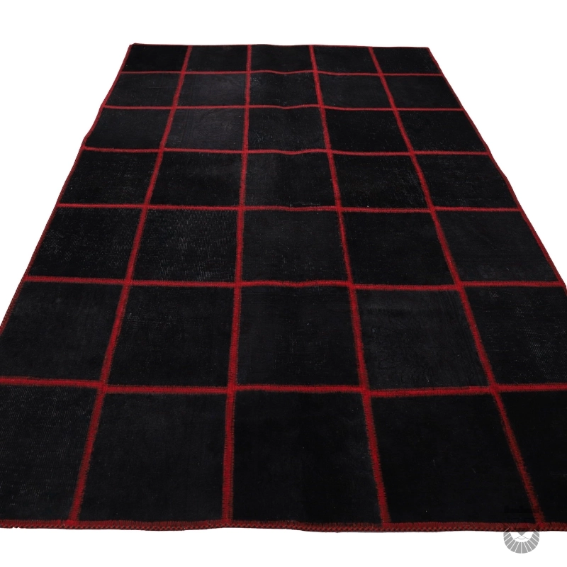 Stunning 40 Piece Black and Red Vintage Persian Carpet
