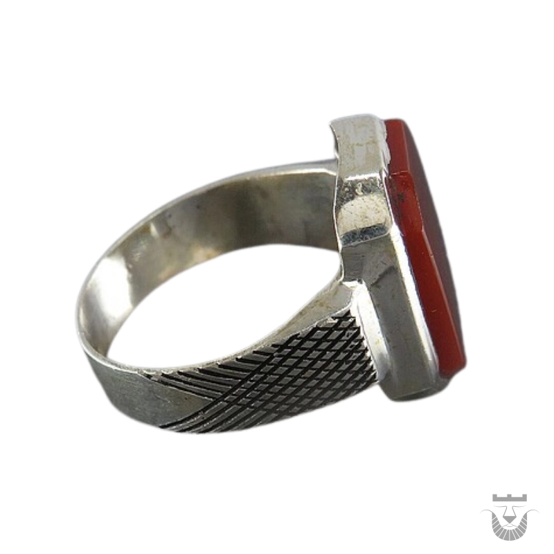 Islamic Ring with Red Agate and Imam Javad Amulet