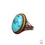 Persian Turquoise Ring with Shajary Veins