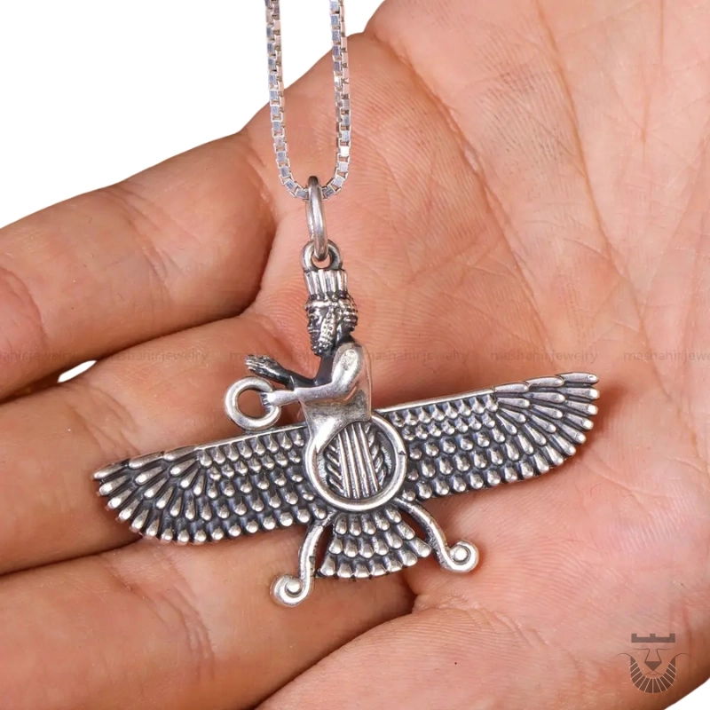 Timeless Persian Silver Faravahar Pendant Necklace
