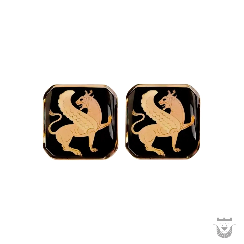 Persian Cufflinks: Square Winged Lion