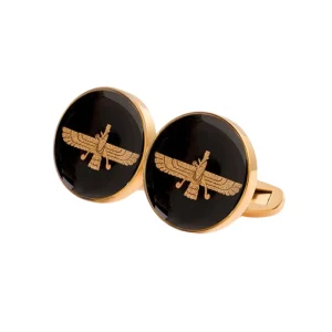 24K Gold Plat Persian Faravahar Cufflink