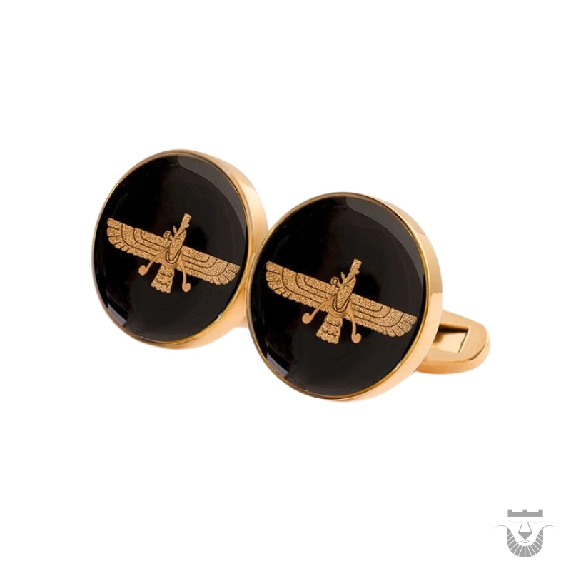 24K Gold Plat Persian Faravahar Cufflink