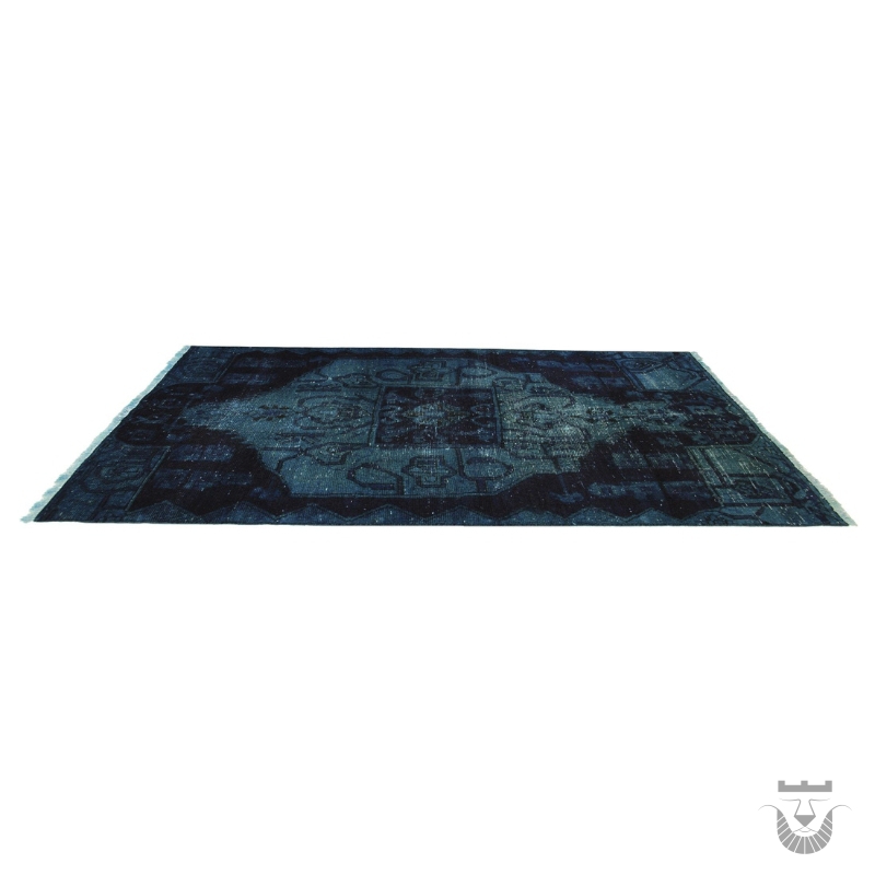 Handwoven Blue Dyed Persian Vintage Carpet