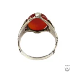 Persian Silver Ring: Garnet, Yemeni Agate with Najaf Design